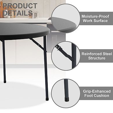 PATIOEASY 48 Inch Blow Molded Round Table UV Treated Plastic for Indoor Outdoor Dining