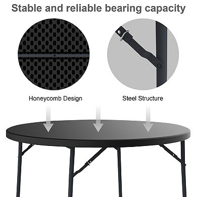 PATIOEASY 48 Inch Blow Molded Round Table UV Treated Plastic for Indoor Outdoor Dining