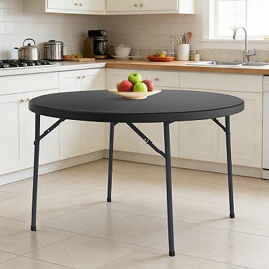 PATIOEASY 48 Inch Blow Molded Round Table UV Treated Plastic for Indoor Outdoor Dining