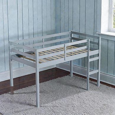 Lufeiya Twin Low Loft Bed with Ladder,Reinforced Slat Platform bed,Safety Guardrail,Space Saving Bed