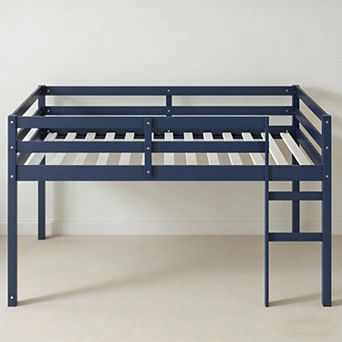 Lufeiya Twin Low Loft Bed with Ladder,Reinforced Slat Platform bed,Safety Guardrail,Space Saving Bed