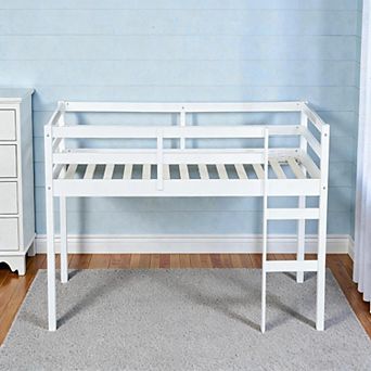 Lufeiya Twin Low Loft Bed with Ladder,Reinforced Slat Platform bed,Safety Guardrail,Space Saving Bed