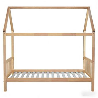 Lufeiya Twin House Bed Frame with Headboard and Footboard, Solid Wood Platform Bed