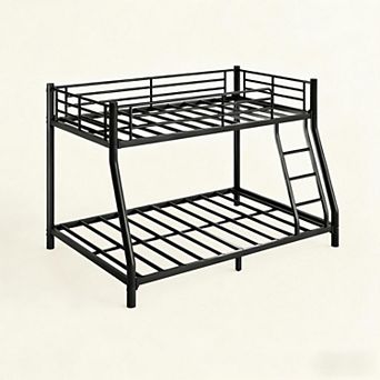 Lufeiya Twin Over Full Bunk Bed with Ladder and Underbed Clearance, Space Saving Metal Frame