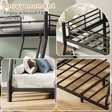 Lufeiya Twin Over Full Bunk Bed with Ladder and Underbed Clearance, Space Saving Metal Frame