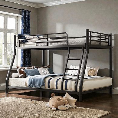 Lufeiya Twin Over Full Bunk Bed with Ladder and Underbed Clearance, Space Saving Metal Frame