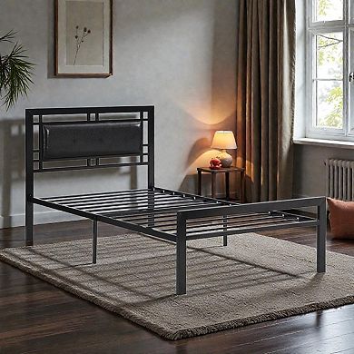 Lufeiya Twin Size Metal Bed Frame, Platform Bed with Sturdy Steel Structure, No Box Spring Needed