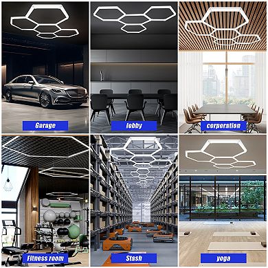 Hexagon Garage Lights LED, 25 Packs Daylight White Ceiling Shop for Garage Basement Gym
