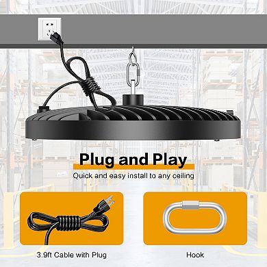 LED High Bay Light UFO LED High Bay Shop Light Fixture for Workshop Barn Factory, 4 pack