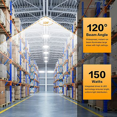 LED High Bay Light UFO LED High Bay Shop Light Fixture for Workshop Barn Factory, 4 pack