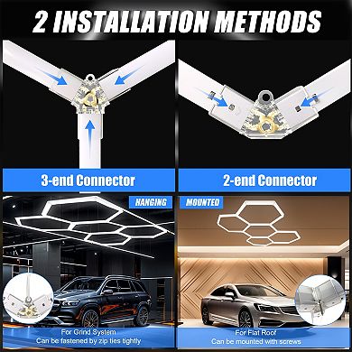 Hexagon Garage Lights, 11 Grids Easy Install Honeycomb Lights Ceiling for Garage, Gym