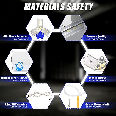 Adewalk Hexagon Garage Lights with Rectangle Frame, High Brightness, 14 Hex Grid for Garage etc