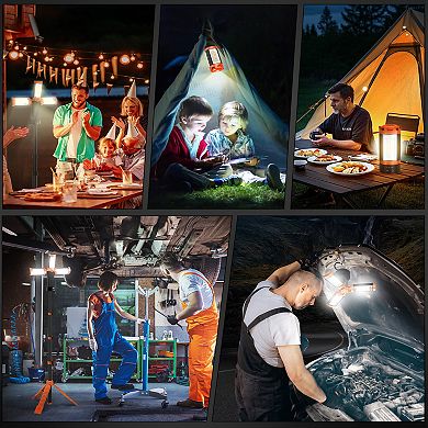 Dimgogo Camping Light with Stand, Rechargeable Cordless Work Light with 79" Detachable Tripod