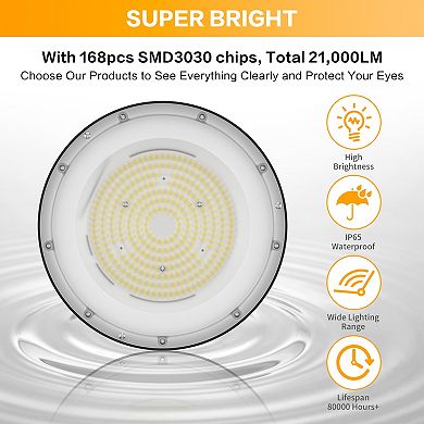 LED High Bay Light UFO LED High Bay Shop Light Fixture for Workshop Barn Factory, 6 pack