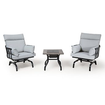 PATIOEASY Orlando Spring Chair Set of 3 Modern High Back Outdoor Conversation patio Chair Set