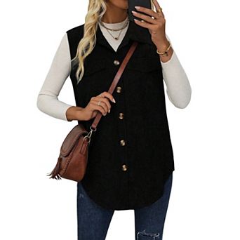 Womens Corduroy Vest Casual Sleeveless Button Down Open Front Jackets Blazer Outerwear Tops