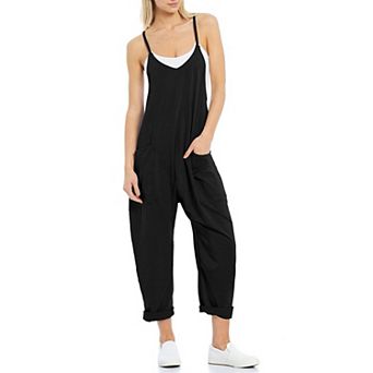 Womens Sleeveless Jumpsuit Casual Summer Overalls Jumpers Spaghetti Strap Baggy Long Rompers Pockets