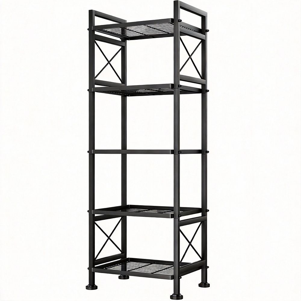 5-Tier Pantry Metal Rack X-Frame Wire Shelf Kitchen Bathroom Laundry