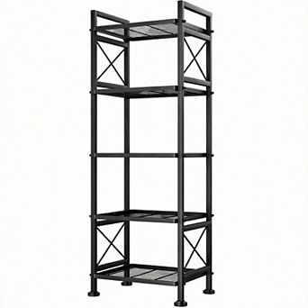 5 tier Pantry Metal Rack X-Frame Wire Shelf Kitchen Bathroom Laundry