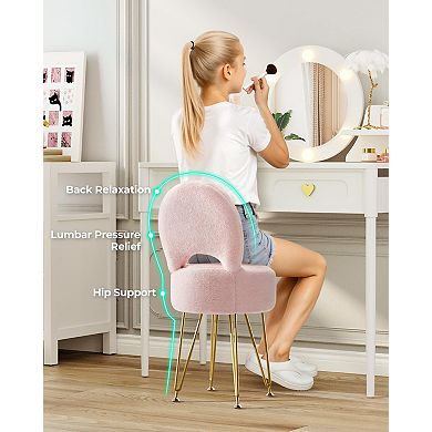 7.9L Foldable Vanity Stool Storage Ottoman Furry Padded Metal Feet