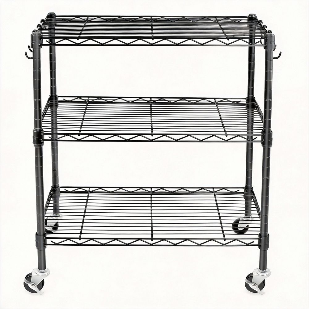 3-Tier Metal Wire Rolling Rack Adjustable Shelves