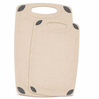 2 pc Reversible Wheat Straw Cutting Board Set Eco-Friendly, BPA-Free & Gluten-Free
