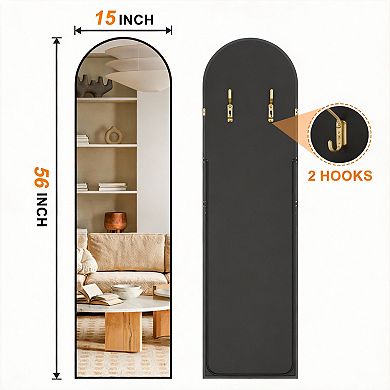 Arched Full Length Mirror Aluminum Frame Standing Wall Leaning 56"L x 15"W