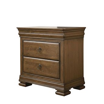 Cognac Nightstand with Distressed Finish for Bedroom Decor