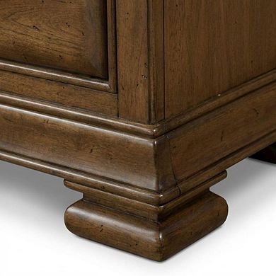 Cognac Nightstand with Distressed Finish for Bedroom Decor