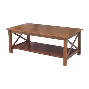 Espresso Hardwood Coffee Table with Durable Finish and Easy Care Surface