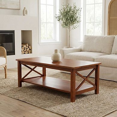 Espresso Hardwood Coffee Table with Durable Finish and Easy Care Surface
