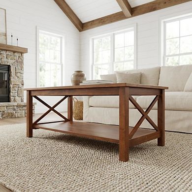 Espresso Hardwood Coffee Table with Durable Finish and Easy Care Surface