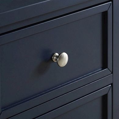 Midnight Blue Nightstand with 3 Drawers and Transitional Style