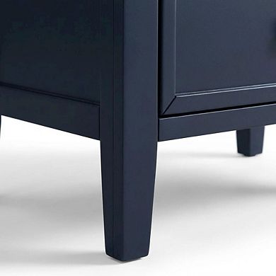 Midnight Blue Nightstand with 3 Drawers and Transitional Style