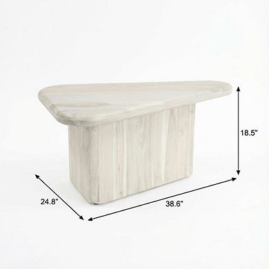 White Triangle Coffee Table Set with Acacia Wood Top and Modern Design