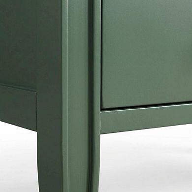 Vintage Green 2-Drawer Bedroom Nightstand with Traditional Hardware