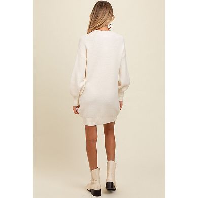 Maternity Half Button Up Mini Sweater Dress