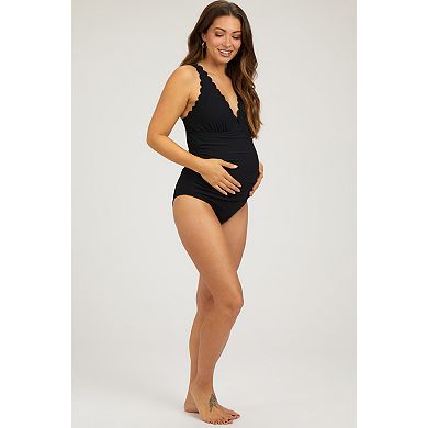 Maternity Scallop Trim One Piece Swimsuit