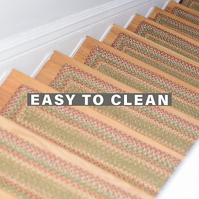 Premium Jute Braided Indoor Stair Treads, Oval/Rectangular, 8" x 28" (Set of 13)