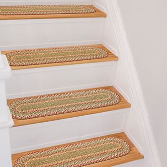 Premium Jute Braided Indoor Stair Treads, Oval/Rectangular, 8" x 28" (Set of 13)