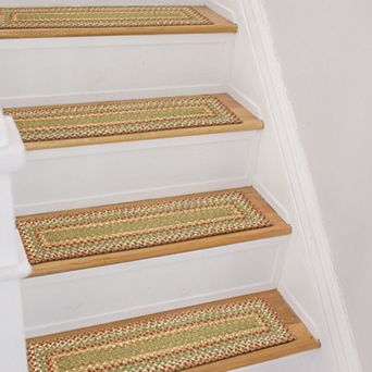 Premium Jute Braided Indoor Stair Treads, Oval/Rectangular, 8" x 28" (Set of 13)