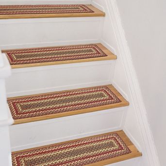 Premium Jute Braided Indoor Stair Treads, Oval/Rectangular, 8" x 28" (Set of 13)