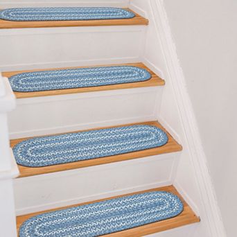 Premium Jute Braided Indoor Stair Treads, Oval/Rectangular, 8" x 28" (Set of 13)