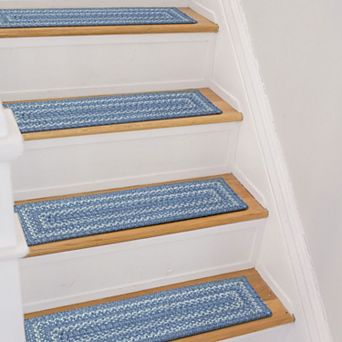 Premium Jute Braided Indoor Stair Treads, Oval/Rectangular, 8" x 28" (Set of 13)