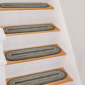 Premium Jute Braided Indoor Stair Treads, Oval/Rectangular, 8" x 28" (Set of 13)
