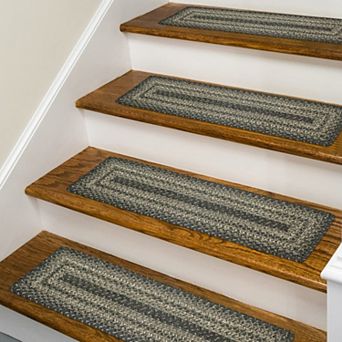 Premium Jute Braided Indoor Stair Treads, Oval/Rectangular, 8" x 28" (Set of 13)