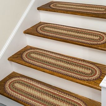 Premium Jute Braided Indoor Stair Treads, Oval/Rectangular, 8" x 28" (Set of 13)