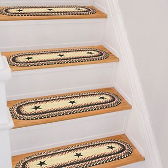 Premium Jute Braided Indoor Stair Treads, Oval/Rectangular, 8" x 28" (Set of 13)