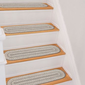 Premium Jute Braided Indoor Stair Treads, Oval/Rectangular, 8" x 28" (Set of 13)