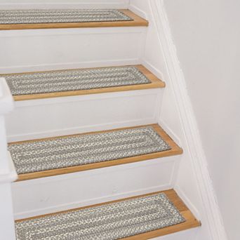 Premium Jute Braided Indoor Stair Treads, Oval/Rectangular, 8" x 28" (Set of 13)
